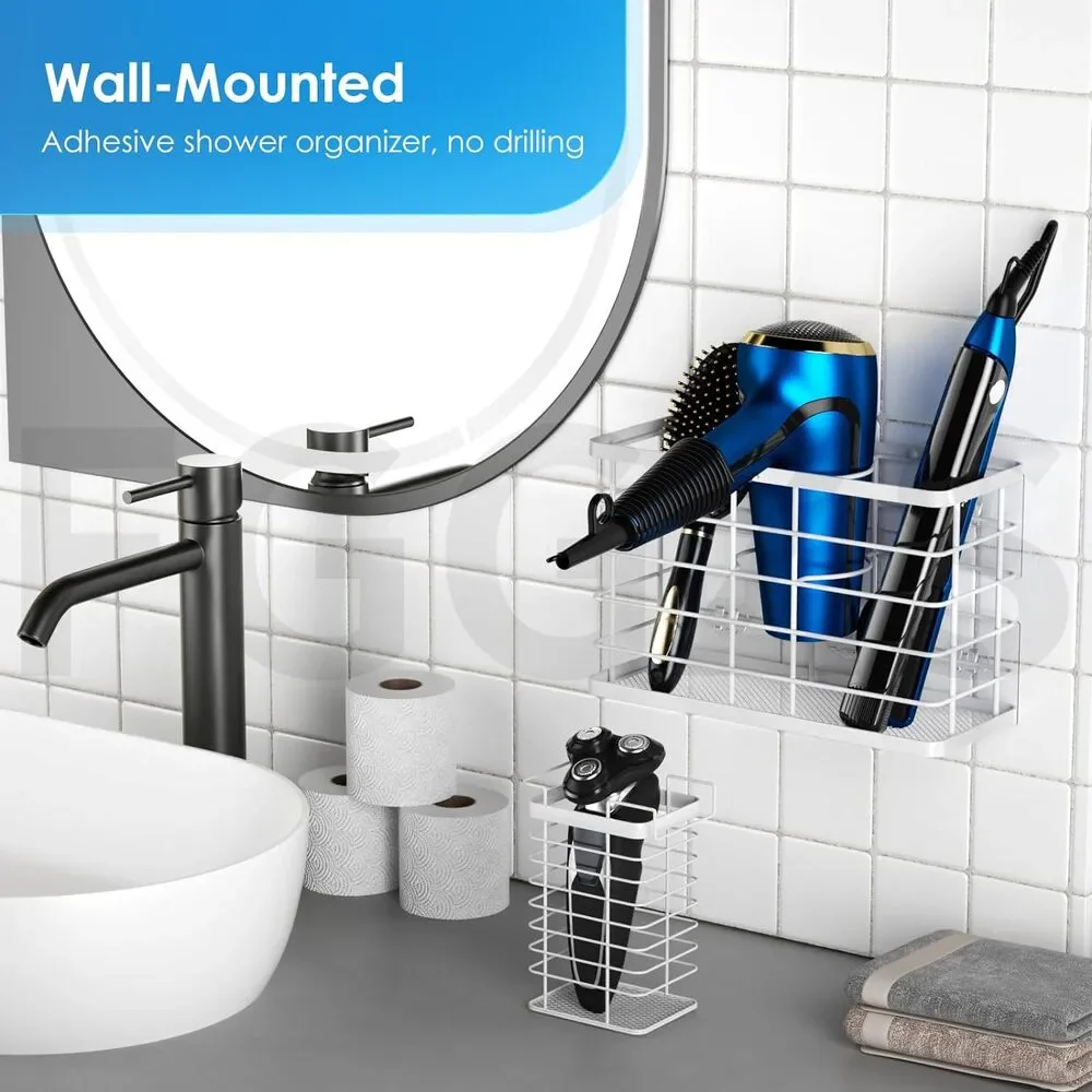 Hair Tool Organizer Wall Mount Dryer Holder Cabinet Door 3 in 1 No Drill